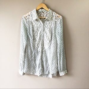 Free People Floral + Lace Blouse